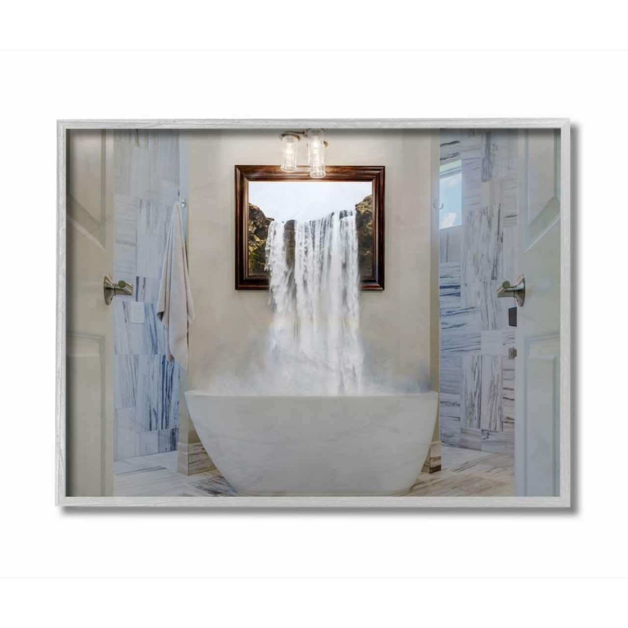 Stupell Industries Bathtub Waterfall Abstract Photograph with Gray Frame Wall Accent